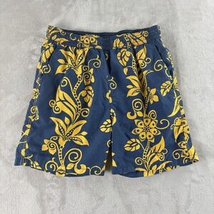 Reyn Spooner Swim Trunks‎ Mens Size Large Blue Yellow Floral Hawaiian Shorts
